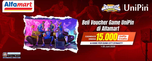 Beli Voucher UniPin di Alfamart Cashback hingga 15.000 UniPin Credits & Kode Item Dunk City Dynasty